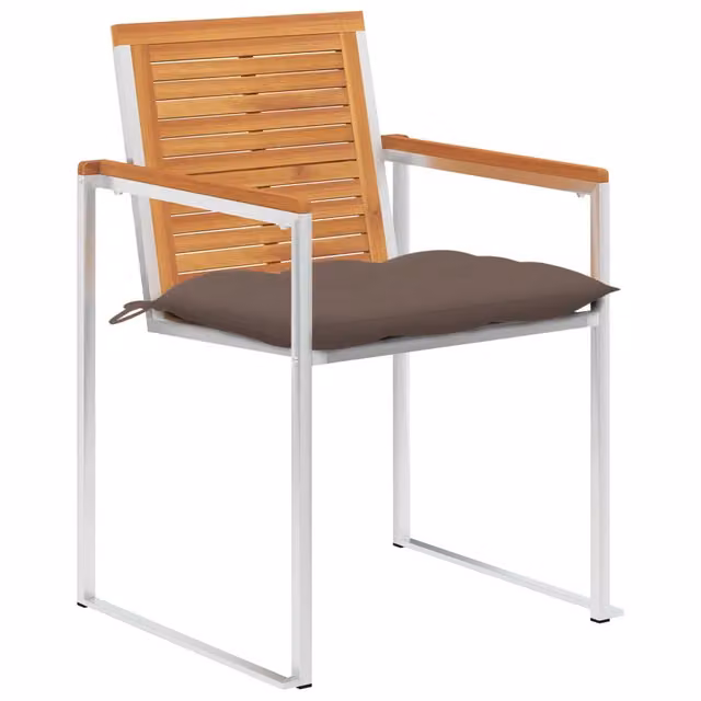 Sedie da Giardino con Cuscini 4 pz in Legno Massello di Acacia 3078493