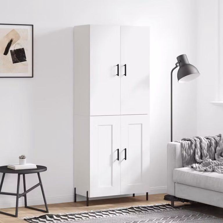 Credenza moderna vidaXL bianca in legno e metallo L: 69,5 cm, P: 34 cm, H: 180 cm
