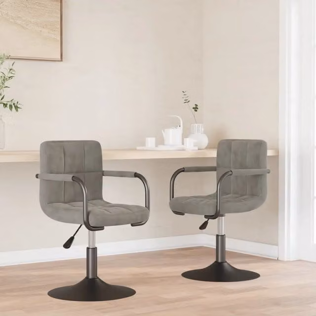 Set di 2 sedie da pranzo girevoli 360 gradi vidaXL in velluto grigio con design moderno – 1