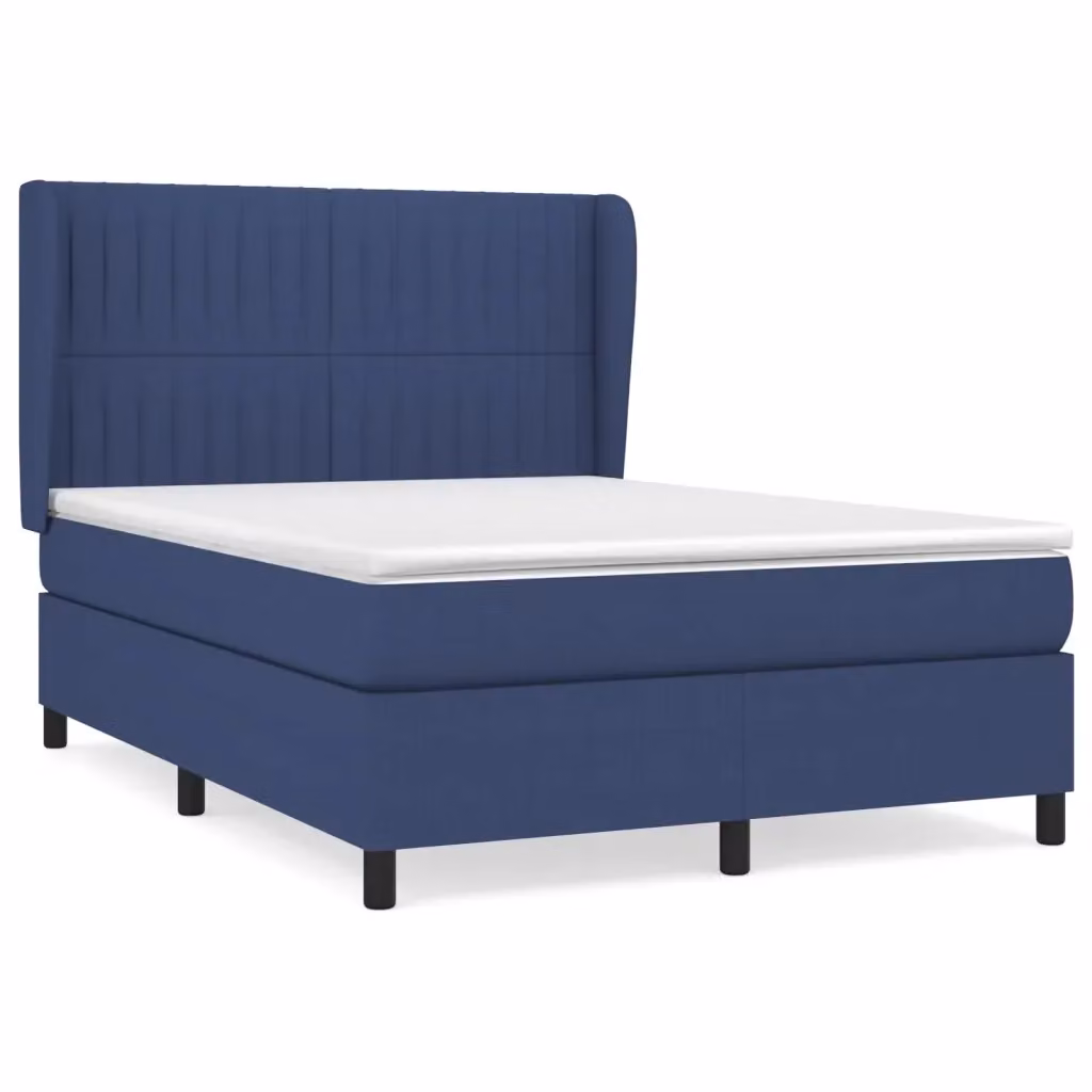 Letto Ibrido vidaXL con Giroletto a Molle e Materasso in Tessuto Blu e Bianco L/P/H: 193 x 147 x 128 cm – 2