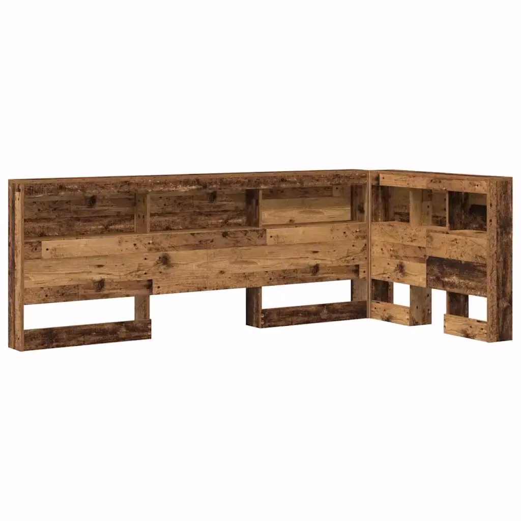 Testata del letto con contenitore e porta di ricarica USB vidaXL in legno e metallo marrone L/P/H: 217,5 x 117,5 x 76,5 cm – 2