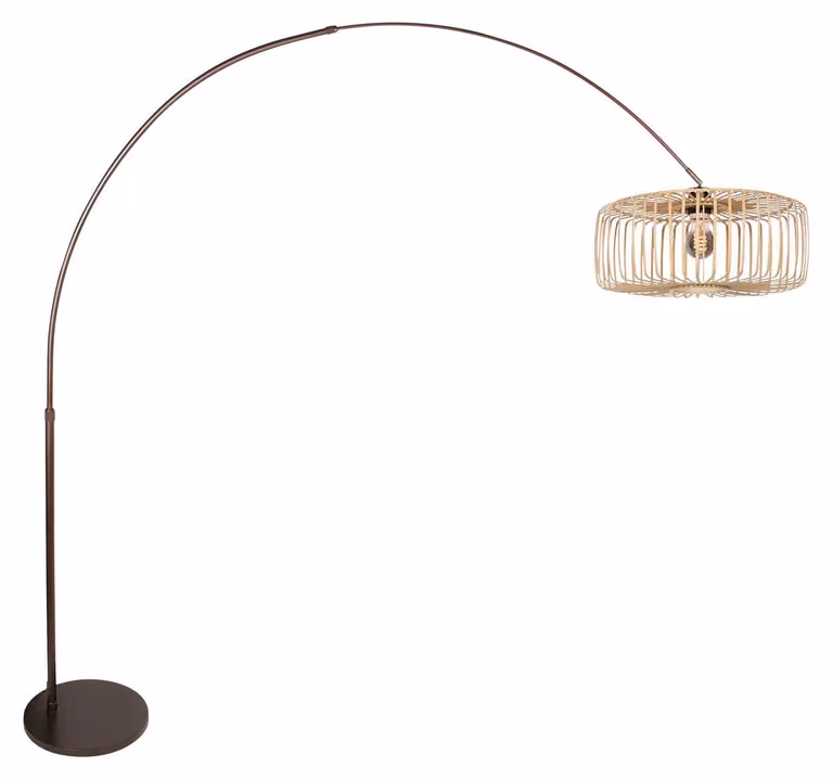 Lampada da terra - marrone - Sparkled Light - bambù metallo - Ø 50cm - E27 - 4769CA - Steinhauer
