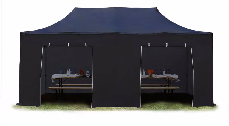 TOOLPORT 3x6m gazebo pieghevole con laterali, PREMIUM acciaio, nero