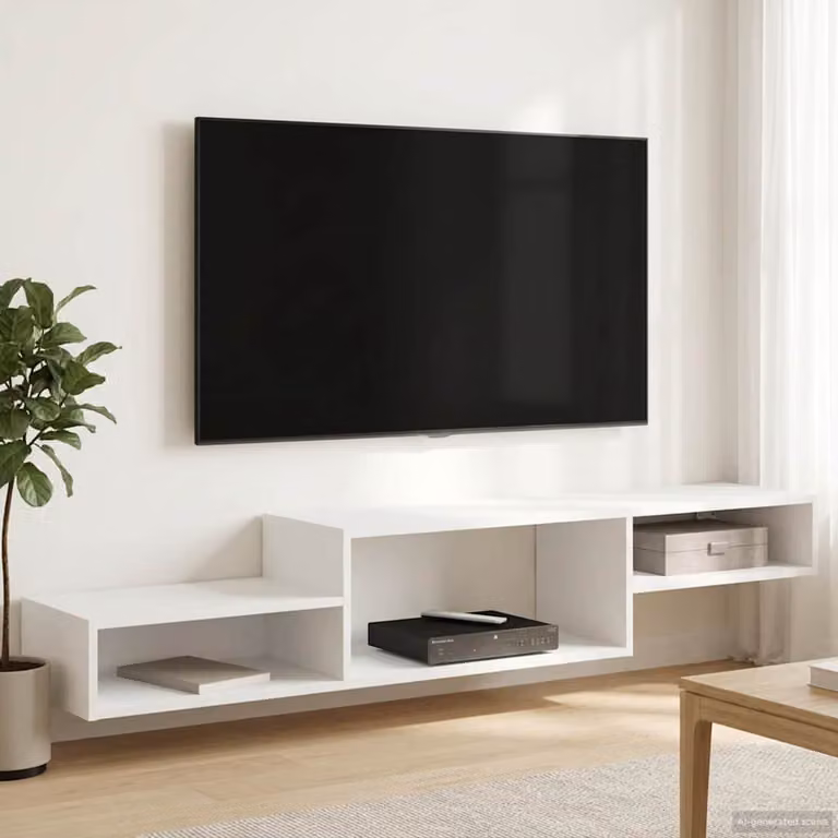 Mobile TV da parete vidaXL Bianco Moderno in MDF L: 150 cm, P: 28 cm, H: 26 cm