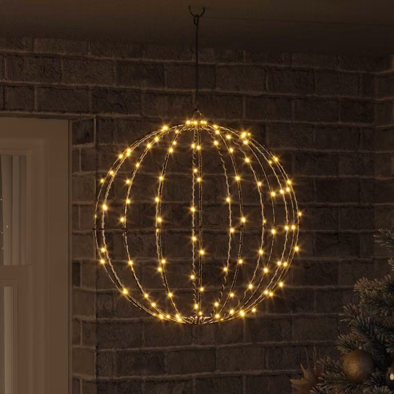 Sfera decorativa natalizia vidaXL in metallo bianco con 160 LED luce bianco caldo e telecomando L: 50 cm, P: 50 cm, H: 52 cm