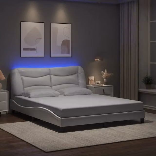 Giroletto con LED e porta USB Hvar vidaXL Bianco L 160 cm x P 200 cm – 1