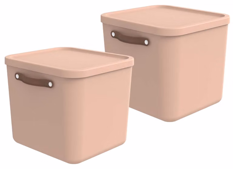 Rotho set di 2 scatole di stoccaggio 40L Maloja - scatola di plastica con coperchio - scatola impilabile 39,5 x 38,0 x 34,0 cm - scatola di plastica organizer multiuso