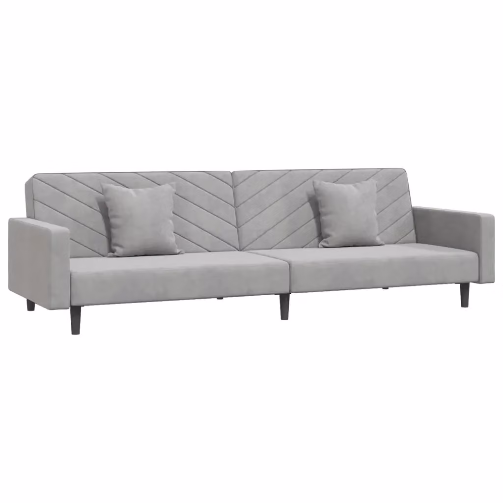 Divano Letto Click-Clack vidaXL in Velluto Grigio con Cuscini e Poggiatesta Regolabile – 2