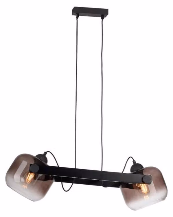 Lampada a sospensione Cup 2.0, due luci, vetro fumé