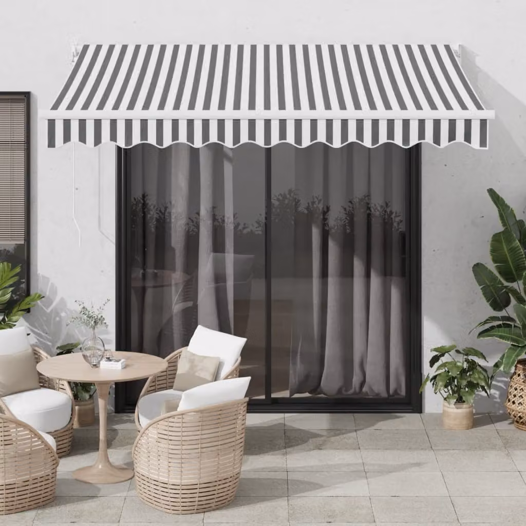 Tenda da sole vidaXL con bracci pieghevoli in alluminio e tessuto in poliestere, colore antracite e bianco, L: 3 m x P: 2,5 m