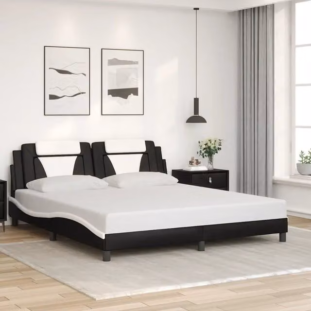 Giroletto Viana vidaXL in similpelle nero e bianco senza materasso L/P/H: 180 x 200 cm – 1