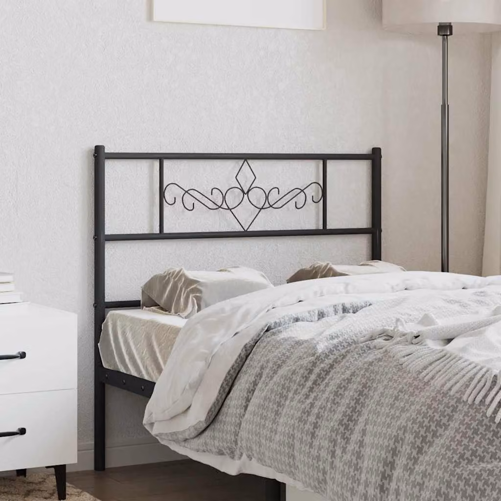Testiera di ricambio vidaXL in metallo nero con design geometrico classico per camera da letto