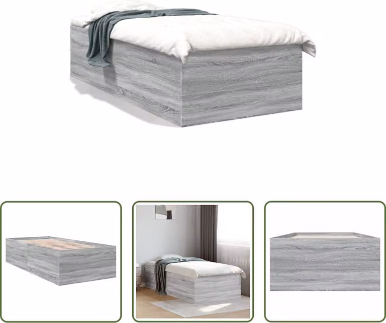 The Living Store Rete da letto Grey Sonoma 75x190 cm Materiale a base di legno