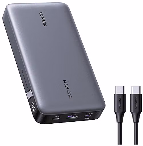 Power Bank UGREEN da 25000 mAh con ricarica rapida 145W, Nero e Grigio