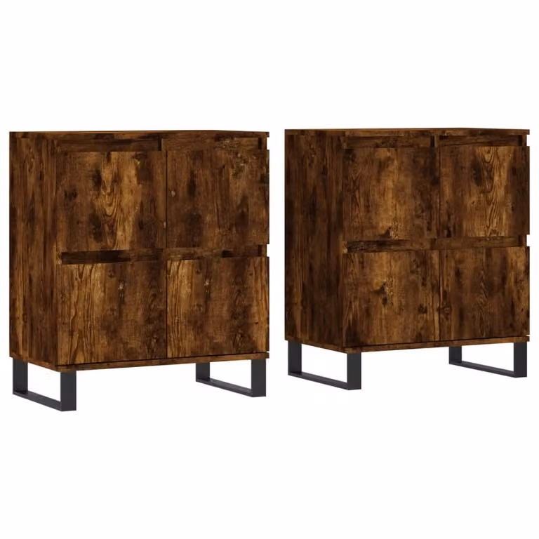 Credenze 2 pz Rovere Fumo in Legno Multistrato