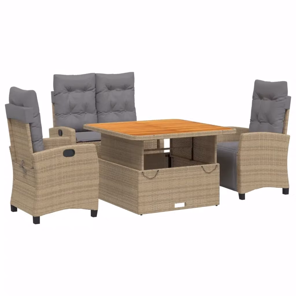 Set da pranzo da giardino vidaXL in legno di acacia oliato con 4 sedie e tavolo quadrato moderno beige, marrone o grigio – 2