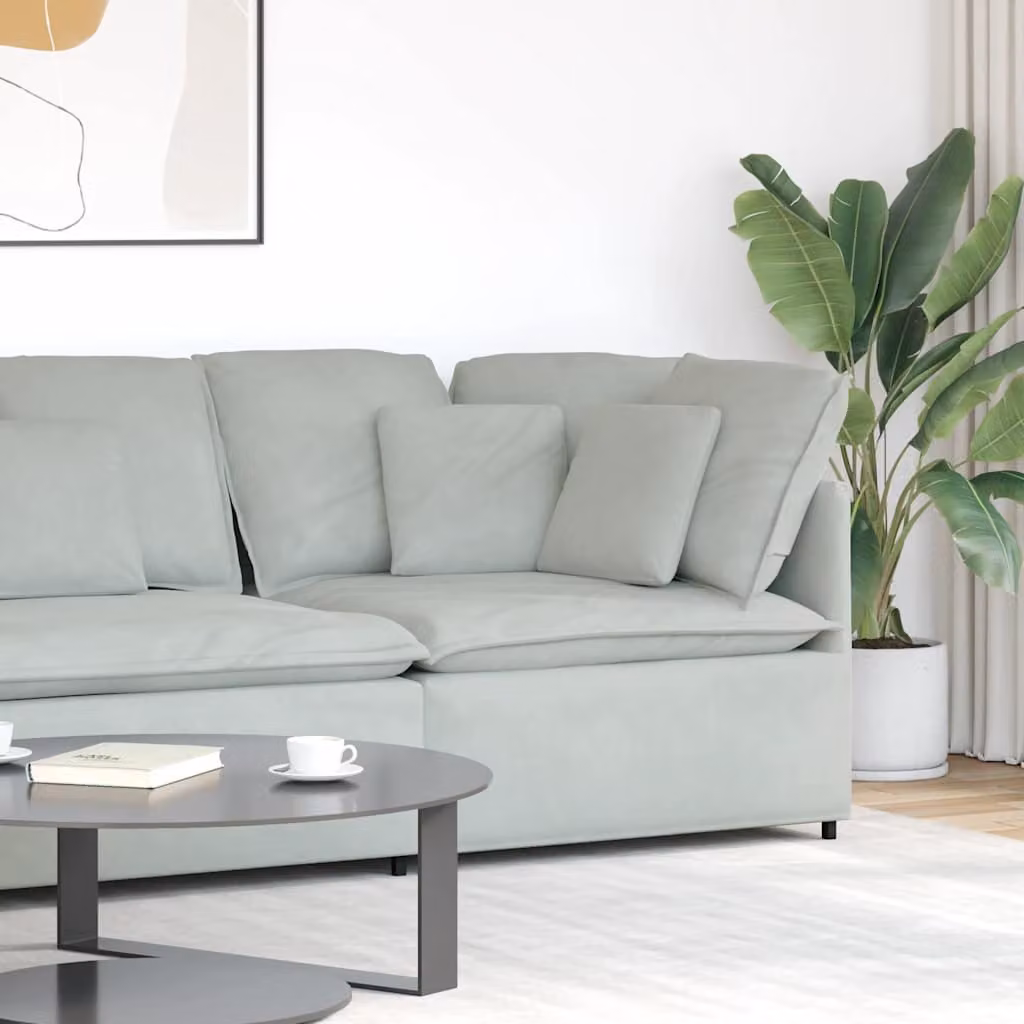vidaXL Modulo Angolare Divano Modulare con Cuscini Grigio Chiaro L: 100 cm