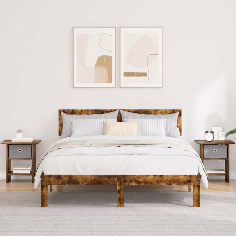 Set di 2 comodini moderni vidaXL in legno ingegnerizzato color rovere fumé, L 41 cm x P 40 cm x H 45 cm