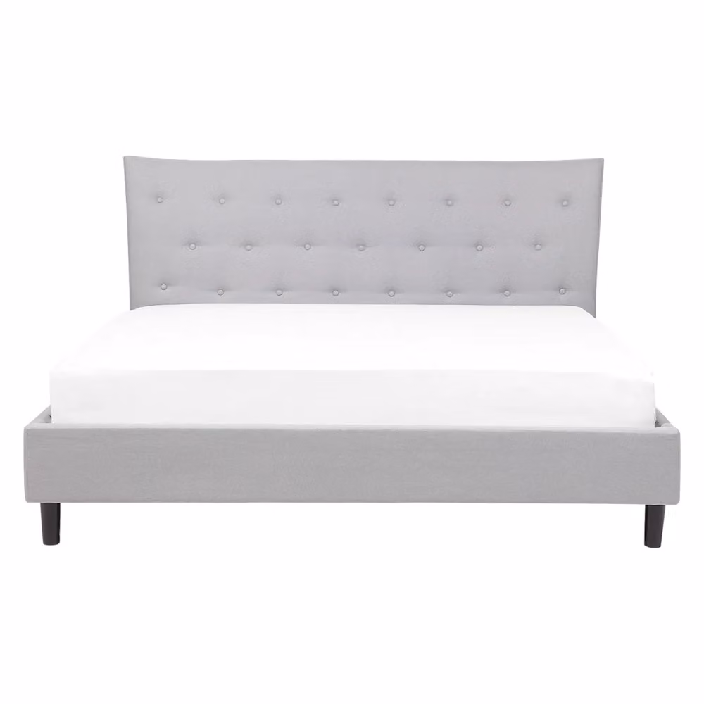 Letto Beliani con doghe in legno e testiera capitonné imbottita in tessuto grigio, design moderno, L/P/H: 160 x 200 cm – 2