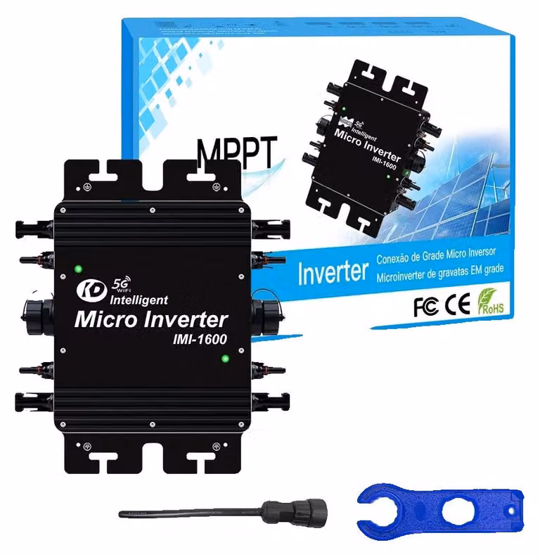 Micro inverter solare, funzione MPPT, design impermeabile, nero-1600W, 230V (190-270VAC), 22-50V