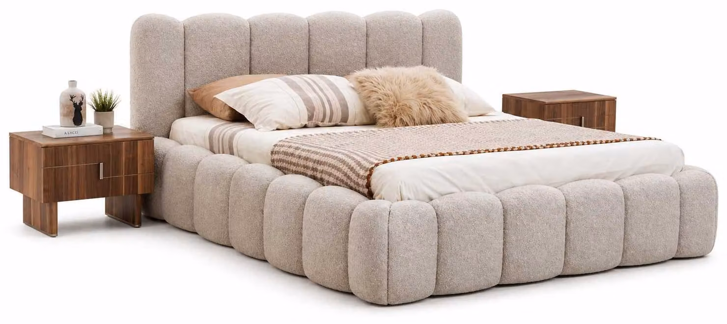 Camera da letto: letto e comodini. Set completo, design moderno, mobili