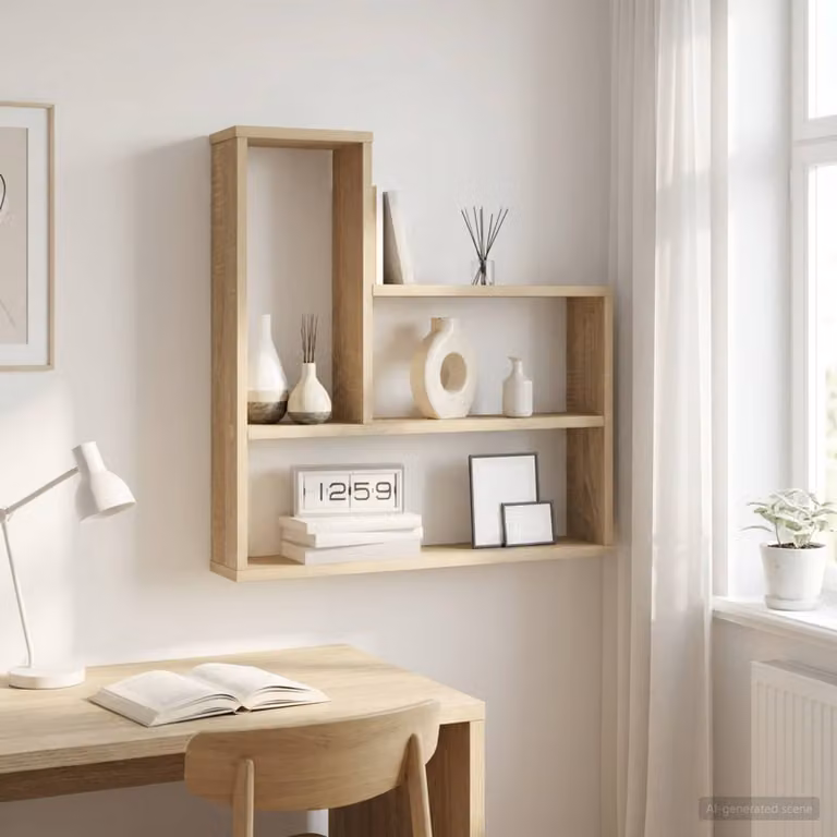 Scaffale da parete vidaXL in legno color marrone, design minimalista, L 60 cm x P 11 cm x H 60 cm