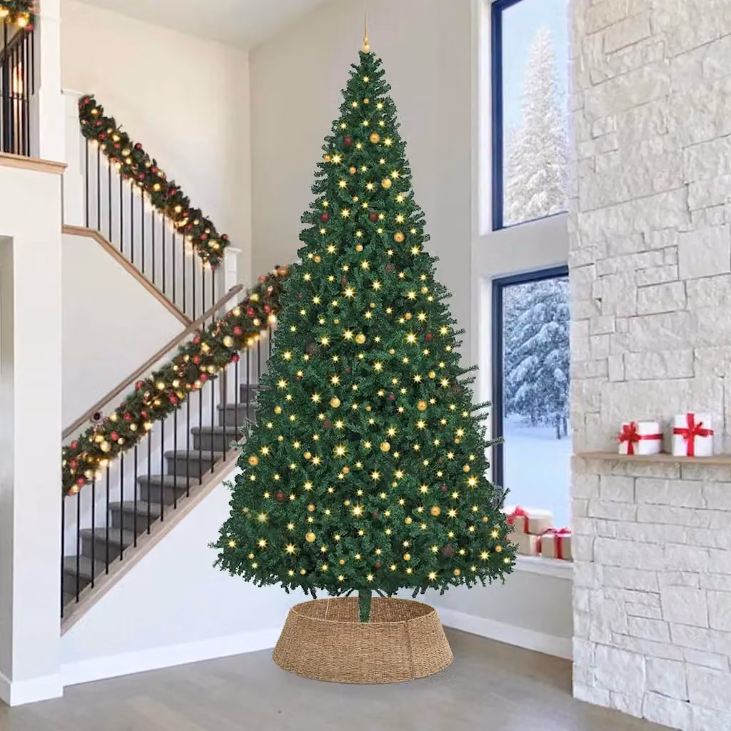 vidaXL Collare per Albero di Natale Rotondo Naturale 105 x 105 x 28 cm