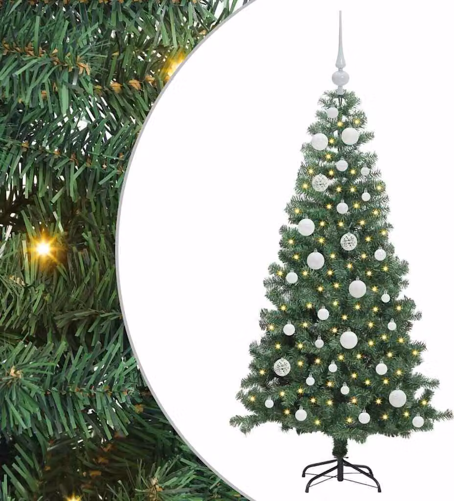Albero di Natale con 150 LED con supporto Verde 120 cm PVC