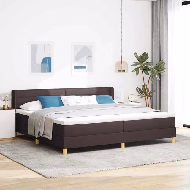 Letto a molle con materasso vidaXL in tessuto marrone L: 200 cm, P: 200 cm, H: 280 cm – 1