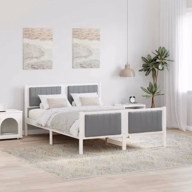 Struttura del Letto Bianco e grigio chiaro 140 x 200 cm 3394322