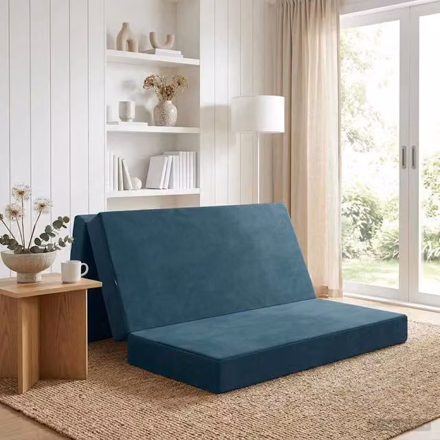 Divano Letto Pieghevole Moderno vidaXL Blu L: 160 cm, P: 67 cm, H: 45 cm
