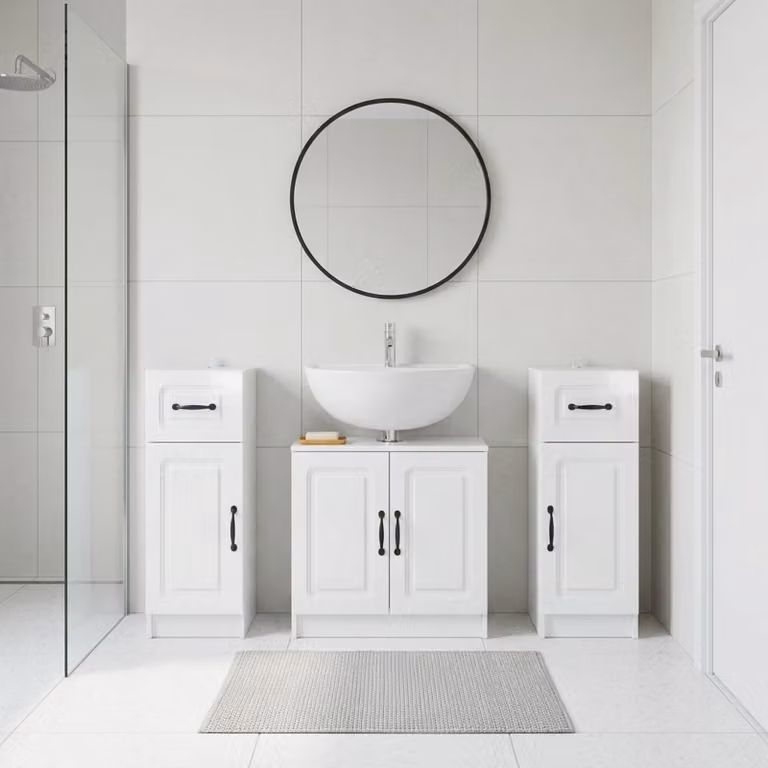 Set di mobili da bagno vidaXL UTRECHT in 3 pezzi Bianco Lucido