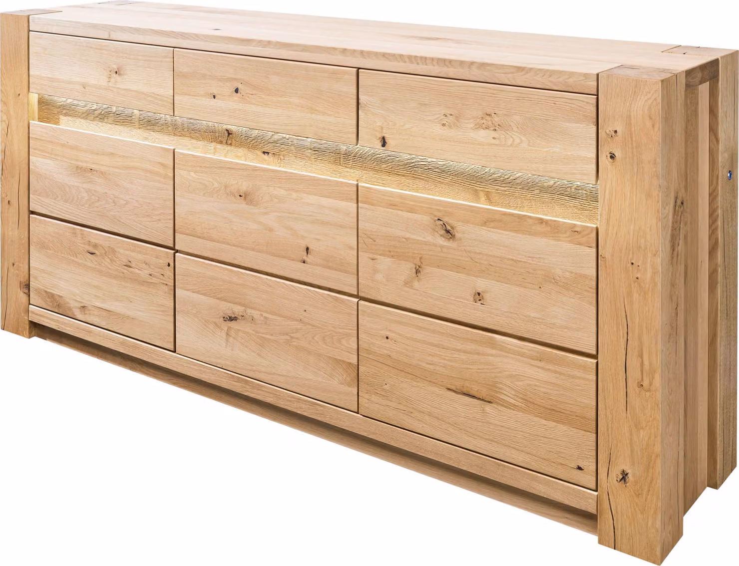 MASSIVMOEBEL24 | Credenza in legno di quercia selvatica 173x40x85 oliato beige KENT #208