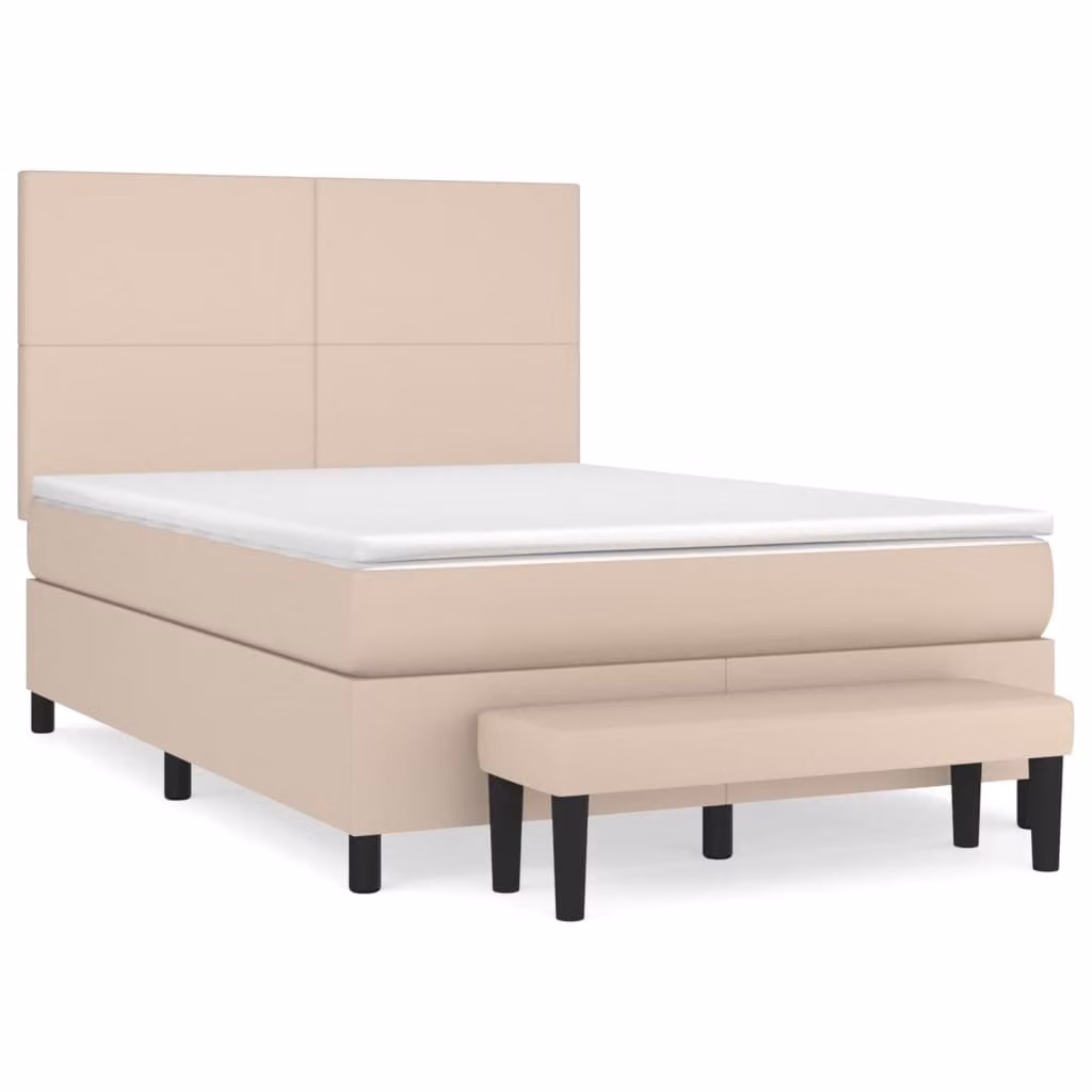 Giroletto a Molle con Materasso Cappuccino 140x190cm Pelle finta