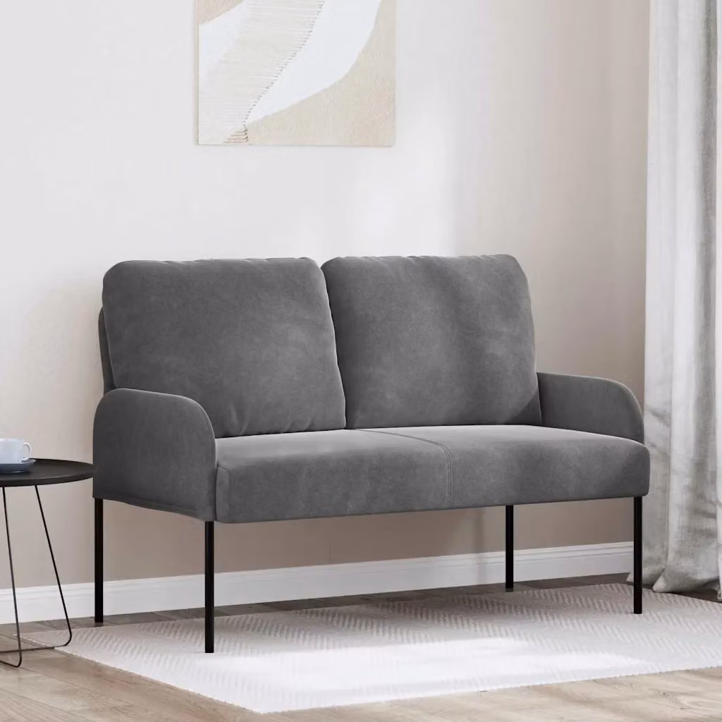 Divano moderno da soggiorno in tessuto grigio con struttura in metallo e MDF – 2
