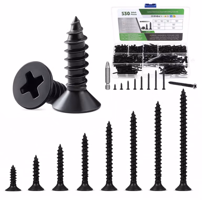 Set di viti M3, composto da 530 pezzi, viti per legno, autoperforanti, assortimento versatile per il montaggio