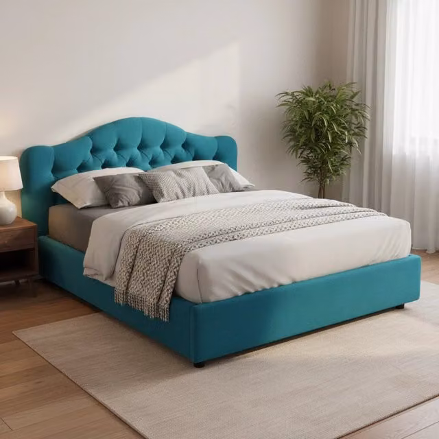 Letto Matrimoniale Alfer DMORA con Contenitore a Alzata, Colore Azzurro, L/P: 160 x 200 cm – 1