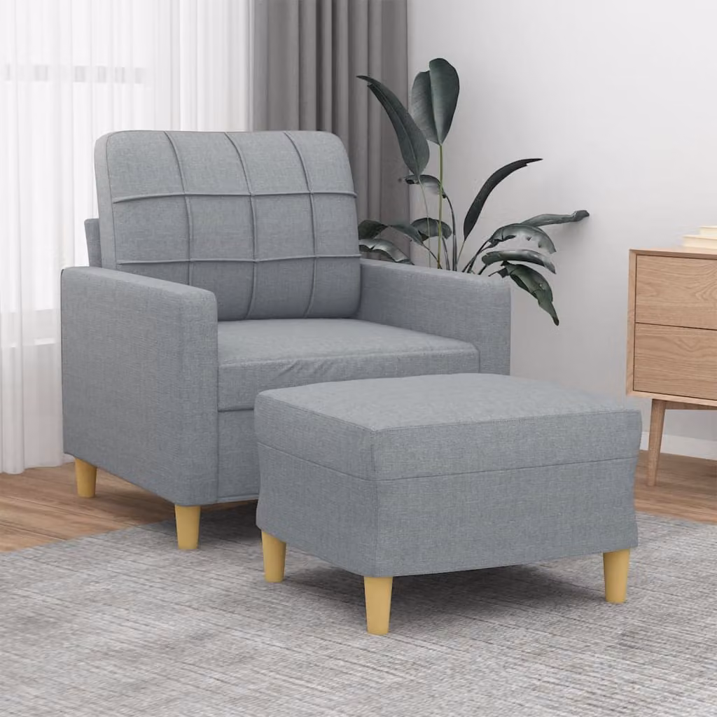 vidaXL Poltrona Relax con Poggiapiedi Grigio in Tessuto e Struttura in Metallo e MDF