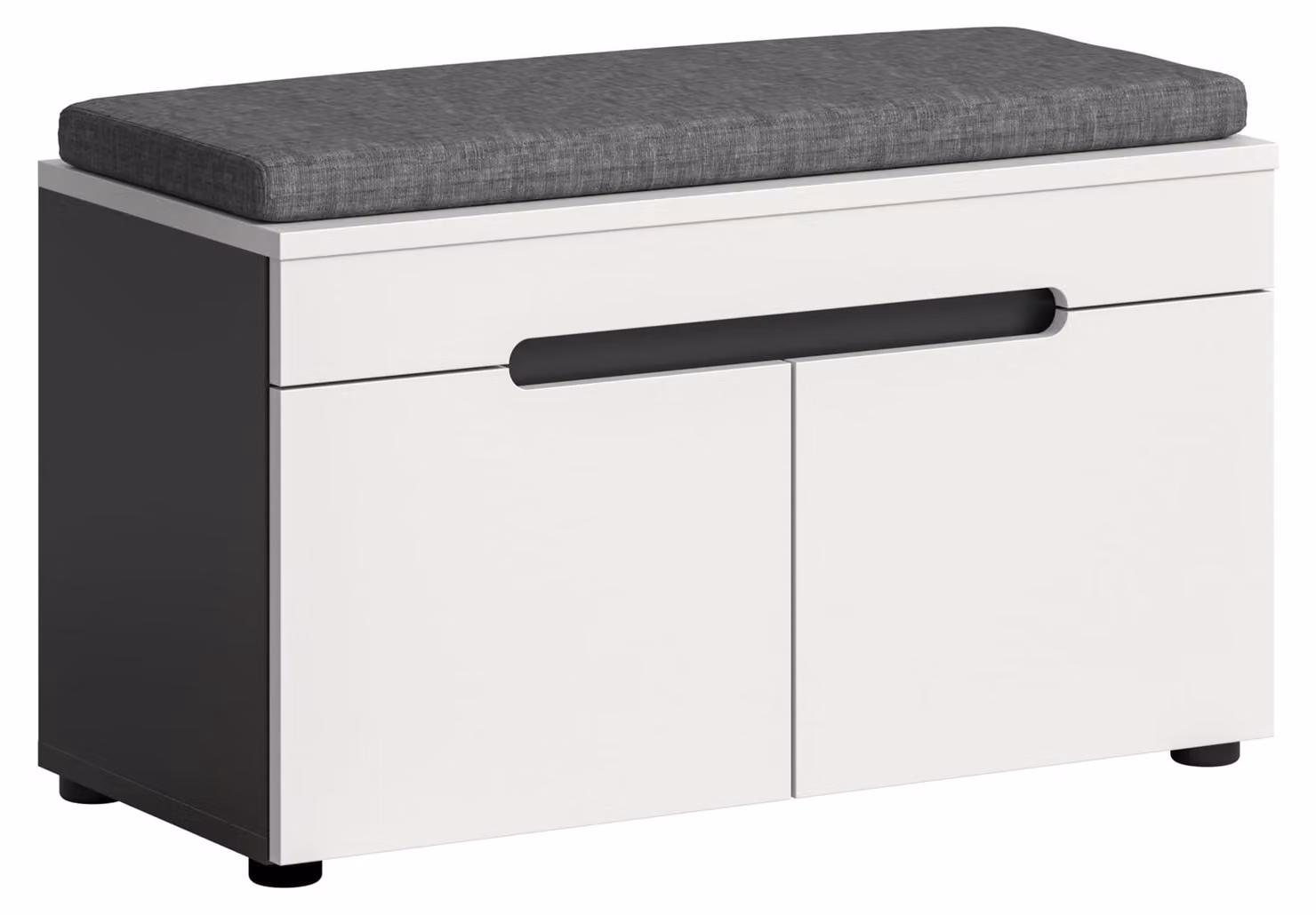 Panca con cuscino e spazio contenitore, color grigio basalto