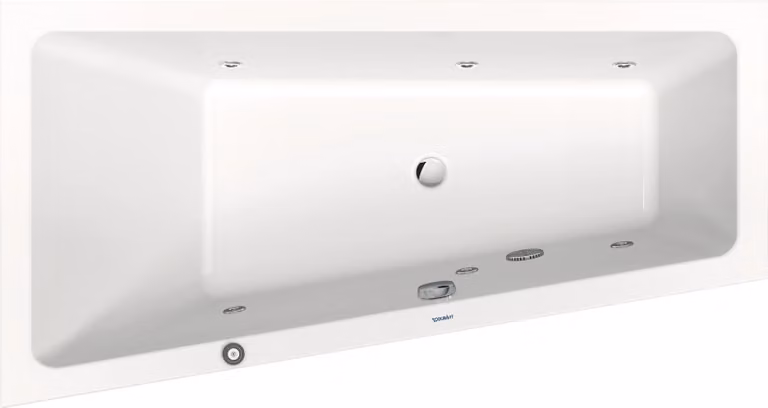 Duravit No.1 baignoire balnéo encastrée, trapèze, 1600x850mm, Jet Protect, 1 inclinaison du dossier à gauche, blanc, 760506000JP1000, 760506000JP1000