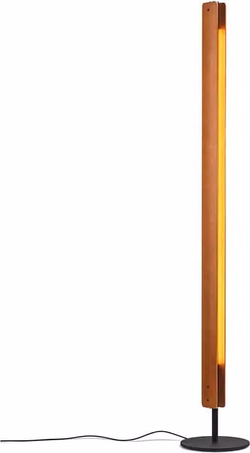 Lampada da terra Flos Seki-Han con finiture in legno e metallo cromato nero