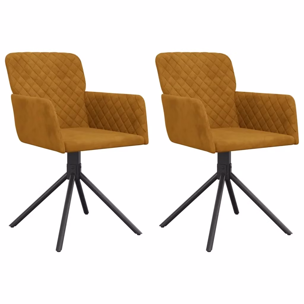 Set di 2 sedie da pranzo girevoli vidaXL in velluto marrone con base in metallo e design moderno – 2
