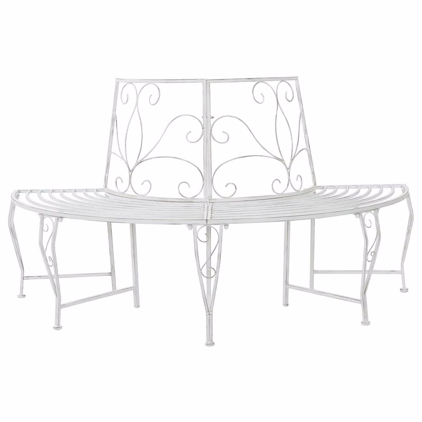 Panchina da giardino vidaXL per 4 persone in acciaio verniciato bianco, L: 160 cm, P: 80 cm, H: 89 cm