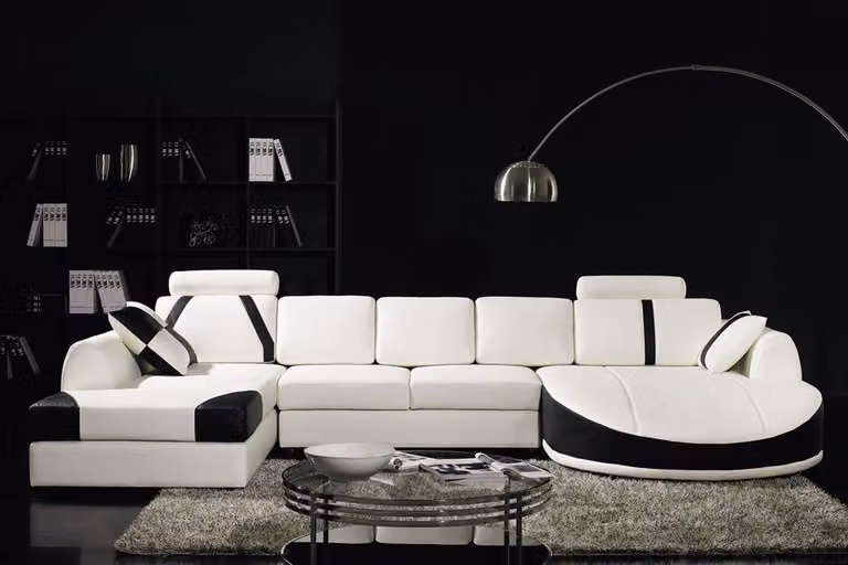 Ecksofa Ledersofa Polster Wohnlandschaft Couch Sofa Eckgarnitur U-Form