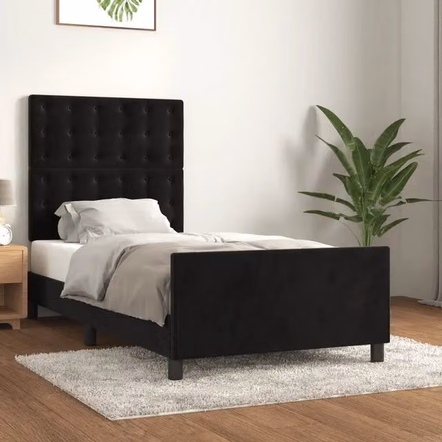 Giroletto con Testiera vidaXL in Velluto Nero L/P/H: 90 x 200 cm
