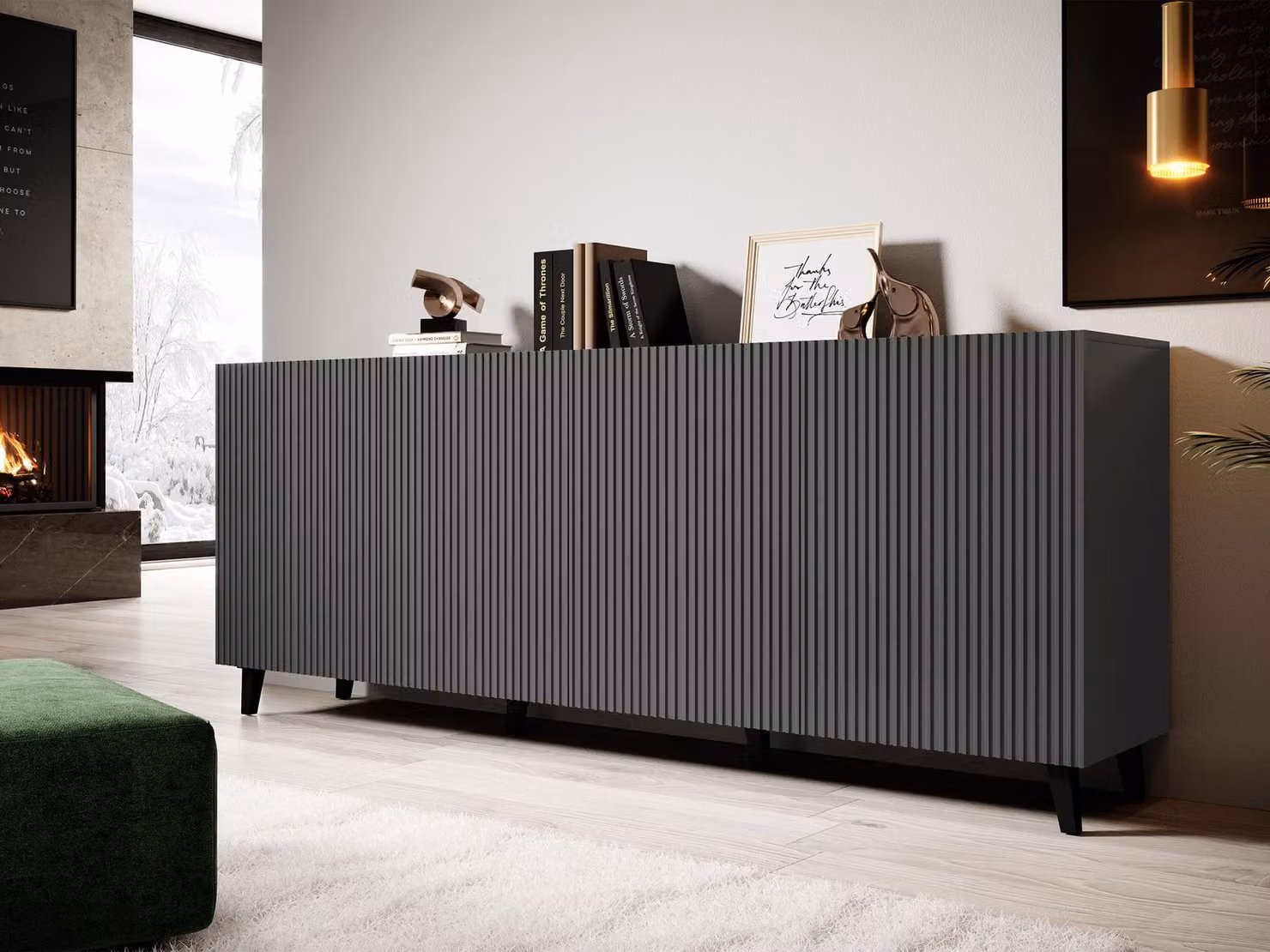 Cassettiera di design con ante HAER 2 - antracite