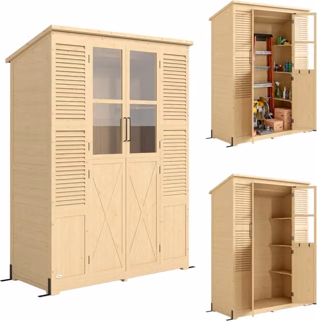 Capanno da Giardino Walk-in con Pavimento e 4 Finestre ¨C Minimal ¨C Legno
