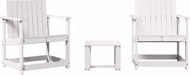 Set Salotto da Giardino 3 pz in Legno di Pino Bianco Lacquered con Design Rustico