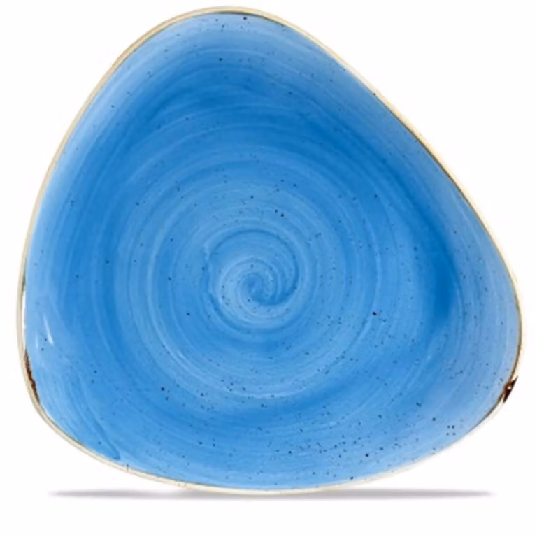 Piatto piano triangolare in porcellana blu stone, diam. 23cm, 12 pezzi