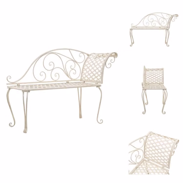 vidaXL Chaise longue da giardino 128 cm in metallo bianco antico - Panche da giardino